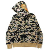 Bape STA Camo Shark Full Zip Hoodie Yellow