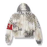 Vale Forever Cheetah Zip Up Hoodie Grey