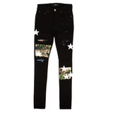 Amiri Hawaiian Star Art Patch Skinny Jeans Black