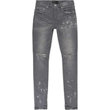 Purple Brand Worn Knee Slit Skinny Jeans Grey