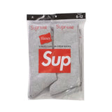 Supreme Hanes Crew Socks (4 Pack) Heather Grey