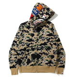 Bape STA Camo Shark Full Zip Hoodie Yellow