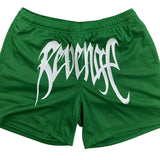 Revenge Embroidered Mesh Shorts Green