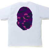 Bape Purple Camo Big Ape Head White Tee