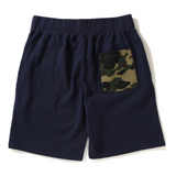 Bape Shark Sweat Shorts - Navy w/ Camo Pocket