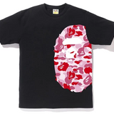 Bape ABC Camo Pink Side Big Ape Head Black Tee