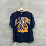 Vintage JERZEES Illinois Illini T-Shirt Navy Large